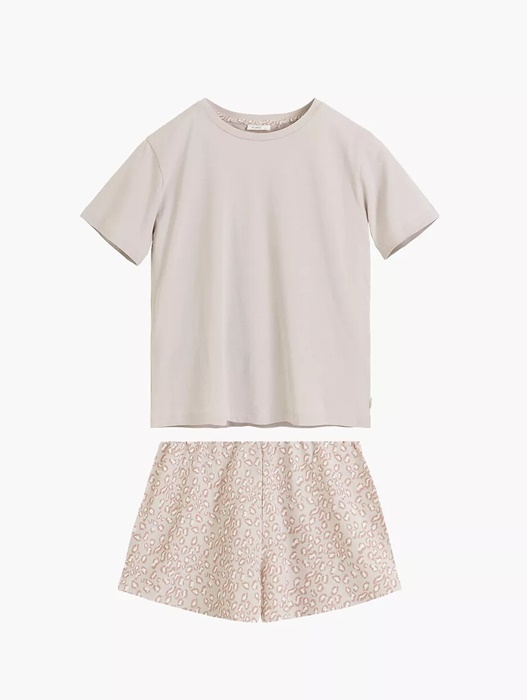 Piżama damska Atlantic 100% bawełna krótkie spodnie beż róż - obrazek 3