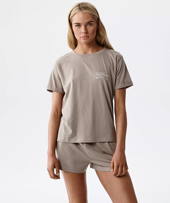 Piżama damska Atlantic 100% bawełna krótkie spodnie skalna