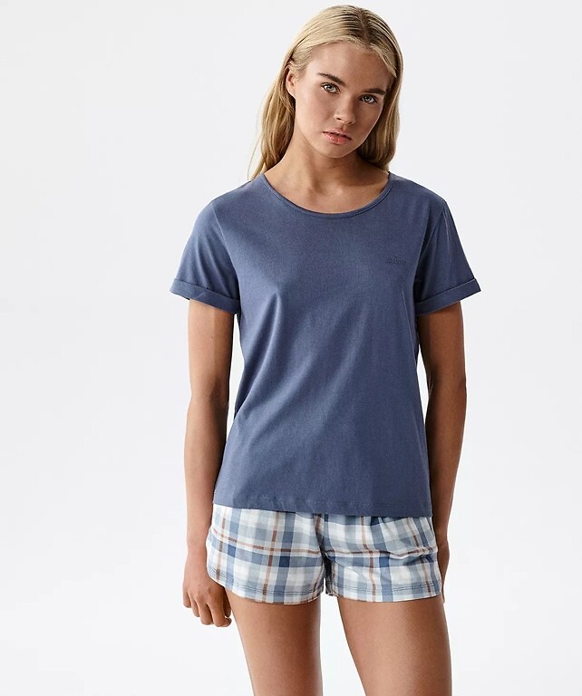 Piżama damska Atlantic krótki rękawek krótkie spodenki navy grafit