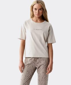 Piżama damska Atlantic krótki rękaw spodnie 3/4 kakaowy beż