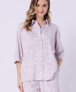 Alternative view of Piżama damska M-max Leveza krótkie spodenki rozpinana liliowa