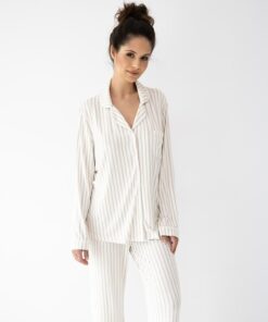 Piżama damska Sensis Amani rozpinana długi rękaw Premium ecru