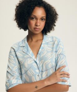 Alternative view of Piżama damska Henderson krótkie spodnie rozpinana błękitna