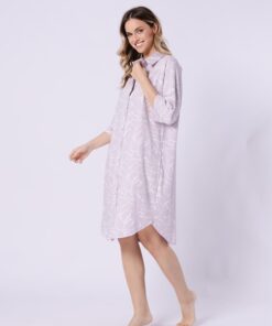 Alternative view of Koszula nocna Leveza rękaw 3/4 całkowicie Rozpinana liliowa