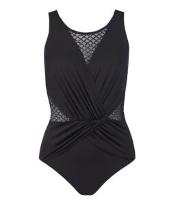 Alternative view of Kostium kąpielowy Jednoczęściowy czarny z siateczką BEZ fiszbin