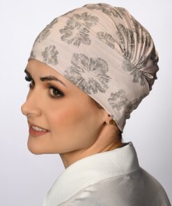 Turban Ariela beż kwiaty
