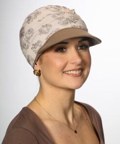 Alternative view of Turban Ariela Zestaw turban beż kwiaty + daszek kawowy