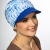 Turban Ariela Zestaw turban biało niebieski + daszek lazur
