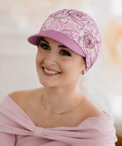 Turban Ariela Zestaw turban róż w róże + daszek róż