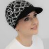 Turban Ariela Zestaw turban czarne cętki + daszek czarny