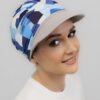 Turban Ariela Zestaw turban niebieski mix + daszek szary