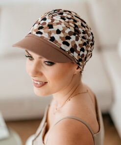 Turban Ariela Zestaw turban kawowo beż mix + daszek kawowy