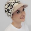 Turban Ariela Zestaw turban wanilia koła + daszek jasny beż