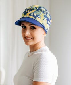 Turban Ariela Zestaw turban zielono niebieski + daszek lazurowy