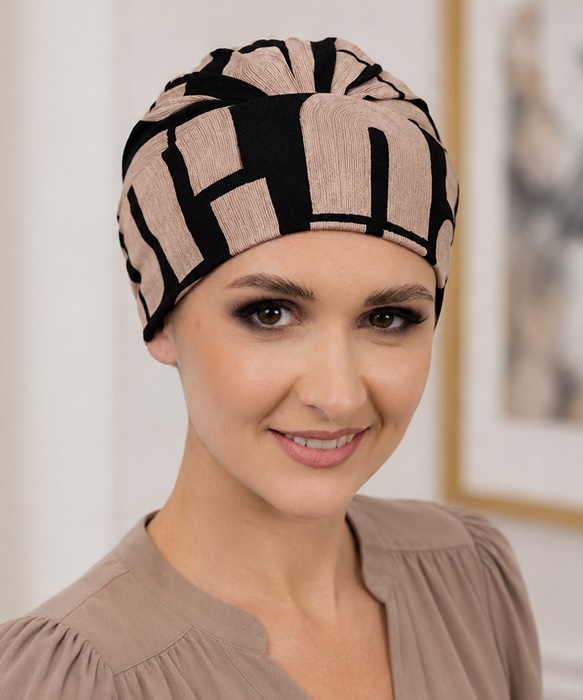 Turban Ariela czarno brązowy
