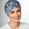 Turban Dorota z supłem – szaro niebieskie plamki