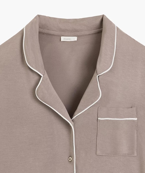 Piżama damska Atlantic krótkie spodenki rozpinana bluzka skalny - obrazek 3