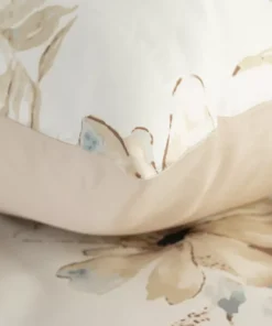 Alternative view of Kremowo beżowa pościel bawełniana satyna w piękne kwiaty