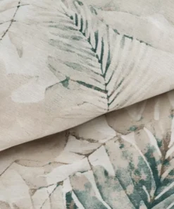 Alternative view of Pościel bawełniana satyna beżowo miętowa w roślinny wzór