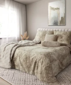 Beżowa marmurowa pościel bawełniana Satynowa miękka Polska