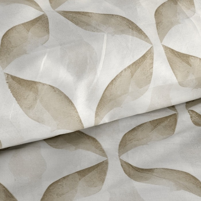 Pościel bawełniana Satynowa miękka Polska w kolorze biało beżowym we wzór geometryczny - obrazek 2