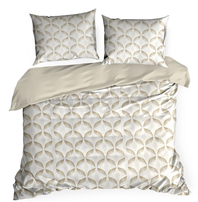 Pościel bawełniana Satynowa miękka Polska w kolorze biało beżowym we wzór geometryczny - obrazek 3