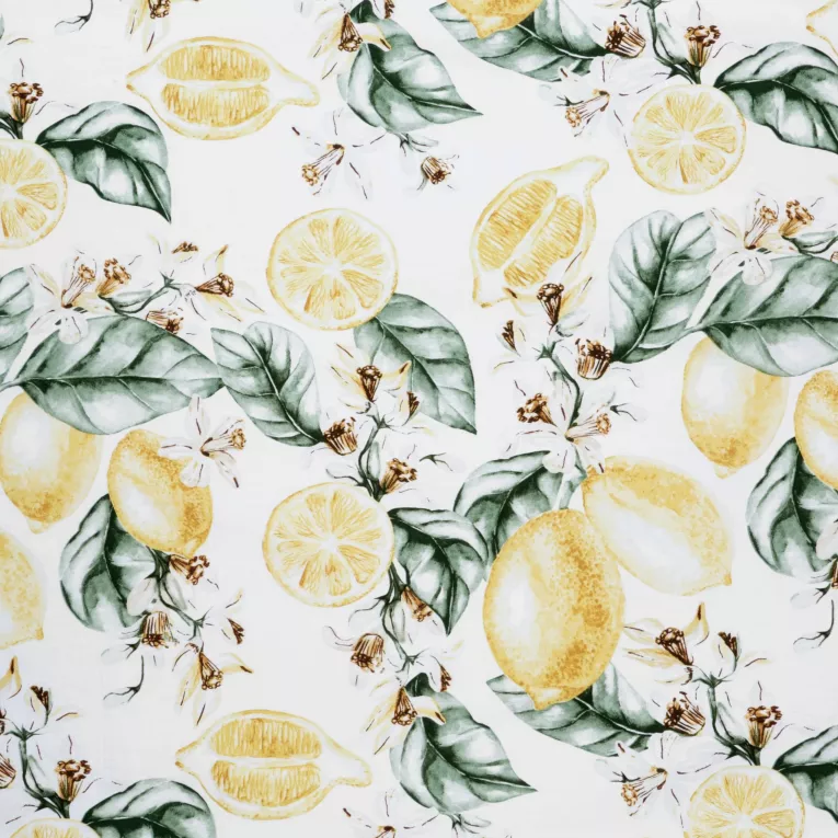 Biało zielona pościel w żółte cytryny z satyny bawełnianej Polska - obrazek 5