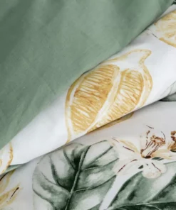 Alternative view of Biało zielona pościel w żółte cytryny z satyny bawełnianej Polska
