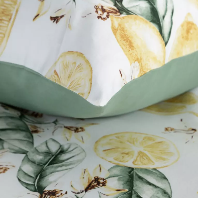 Biało zielona pościel w żółte cytryny z satyny bawełnianej Polska - obrazek 3