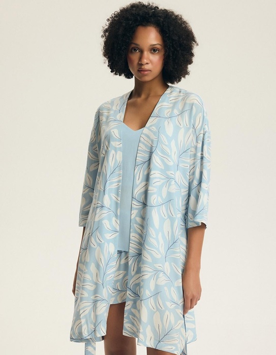 Cienki Szlafrok damski Henderson jasny błękitny - obrazek 2