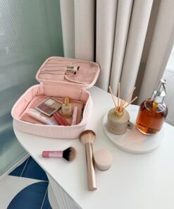 Alternative view of Kosmetyczka damska duża Sensis prążek pudrowy różowy