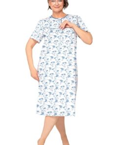 Alternative view of Koszula nocna do szpitala Martel rozpinana krótki rękaw niebieska