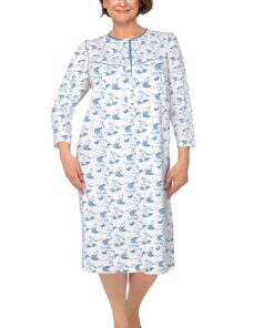Alternative view of Koszula nocna do szpitala Martel rozpinana rękaw 3/4 niebieska