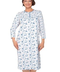 Koszula nocna do szpitala Martel rozpinana rękaw 3/4 niebieska