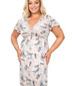 Alternative view of Koszula nocna Donna elegancka w listki beżowa Plus Size