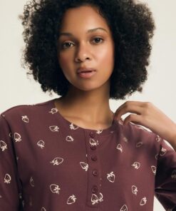 Alternative view of Koszula nocna Henderson 100% Bawełniana brąz w truskawki