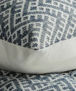 Alternative view of Kremowo granatowa pościel w geometryczny wzór etniczny Satyna Bawełniana
