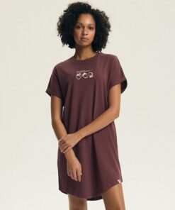 Koszula nocna Henderson krótki rękaw 100% bawełna brązowa