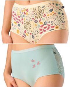 Figi damskie Key majtki pakiet 2 szt. Maxi kremowy niebieski