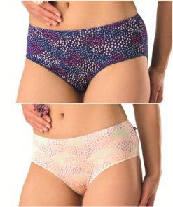 Bambusowe Figi damskie Key majtki 2 szt. Miękkie ecru granat