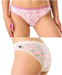 Figi damskie majtki Key pakiet 2 szt. Mini bikini ecru róż kolor