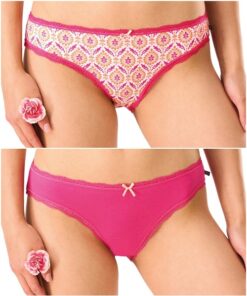 Figi damskie majtki Key pakiet 2 szt. Mini bikini Bawełna fuksja