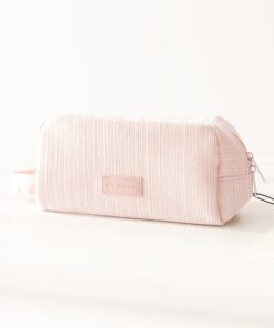 Kosmetyczka damska mała Sensis prążek pudrowy różowy