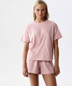 Piżama damska Atlantic krótki rękaw krótkie spodenki różowa