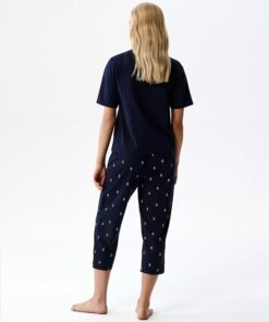 Alternative view of Piżama damska bawełniana Atlantic krótki rękaw spodnie 3/4 granat