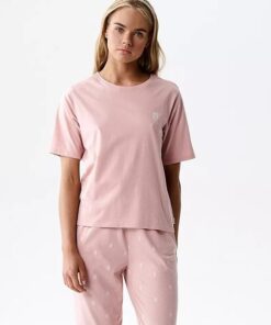 Piżama damska bawełniana Atlantic krótki rękaw spodnie 3/4 róż