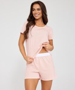 Piżama damska Cornette krótki rękaw krótkie spodnie morelowa