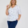 Piżama damska Cornette krótka Rozpinana góra biały granat Plus Size