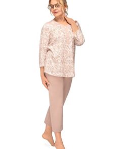 Alternative view of Piżama damska Martel rozpinana góra rękaw 3/4 elegancki beżowy