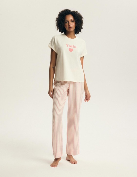 Piżama damska Henderson długie spodnie krótki rękaw różowa - obrazek 2